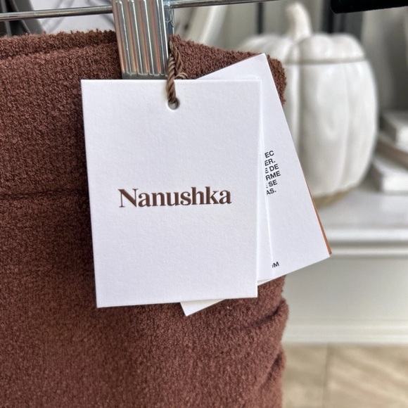 BNWT NANUSHKA $370 Ainsley Mock Wrap Midi Skirt Boucle Fabric in Nutmeg S